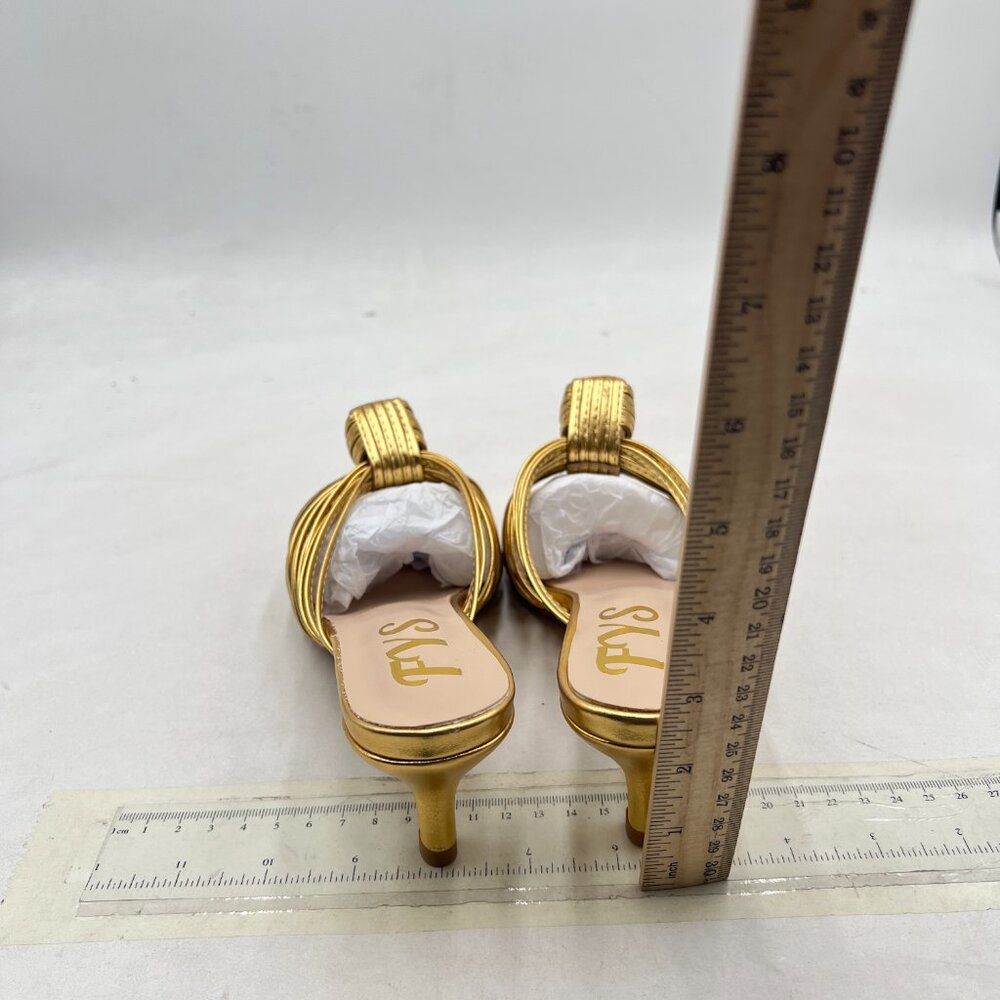 Fys Gold Slip On Low Kitten Heel Mules Open Toe D… - image 5